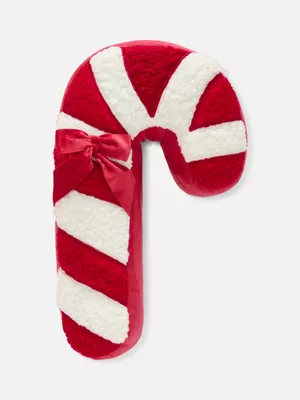 Cojín navideño en forma de bastón de caramelo