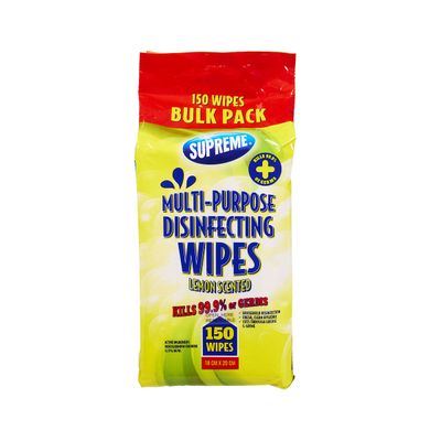 Supreme Disinfectant Wipes Lemon 150pk