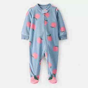 Baby Girl Carter's Print Loose Fit Long-Sleeve Sleep & Play One-Piece Pajamas