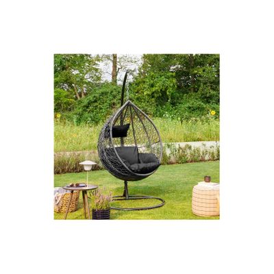 HOME DELUXE Polyrattan Hängesessel mit Gestell CIELO - Schwarz