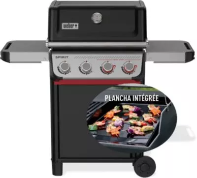 Barbecue gaz WEBER Spirit E-425 mix black grill et plancha sur chariot, 61x45 cm