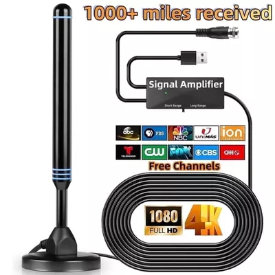 TV Antennas for Smart TV Indoor HD Digital New Antenna Long Range Reception Outdoor with Amplifier Signal Booster for Local Channels Supports 4K 1000+Mile range for Free Channels