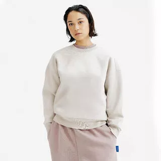 DECATHLON Felpa donna ELEMENTALS girocollo oversize pesante beige