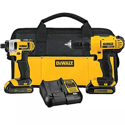 DEWALT 20V MAX Cordless Drill and Impact Driver Power Tool Combo Kit, 2 pc., Includes 2 Batteries and Charger, Yellow/Black
