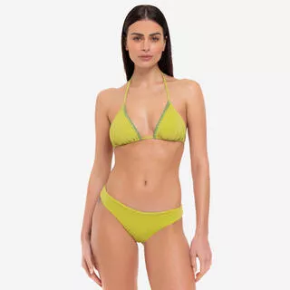 Bikini donna triangolo + slip brasiliano lurex lime - Le Blu
