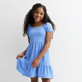 Girls 6-20 SO® Crinkle Smocked Bodice Dress in Regular & Plus Size