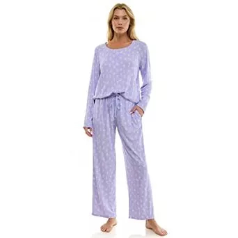 Women's Croft & Barrow® Valentine's Day Henley Long Sleeve Pajama Top & Pajama Pants Set
