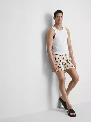 Bañador con estampado de tucán y cintura con cordón