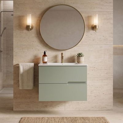 MUEBLE DE BAÑO MÓNACO VERDE 80X45CM 2 CAJONES