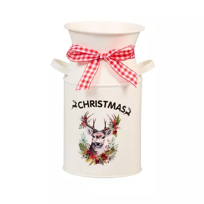Christmas Decorative Milk Tin with Trim
