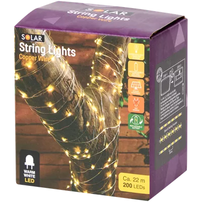 Světelný řetěz s měděným drátem Solar