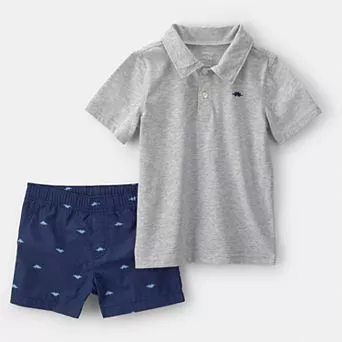 Toddler Boy Carter's 2 pc Dinosaur Polo & Shorts Set