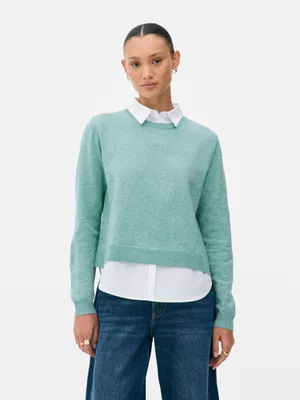 Camisa con cuello y jersey 2 en 1