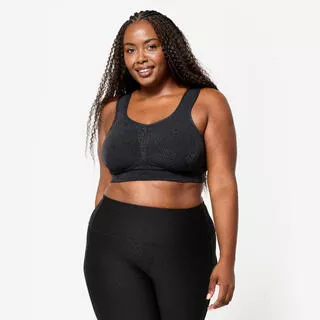 DECATHLON Reggiseno sportivo donna palestra traspirante coppa E-H sostegno alto nero