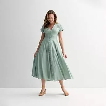 Women's Taylor V-Neck A-Line Linen Dress