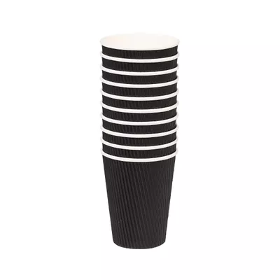 Paper Cups Black 355mL 10pk