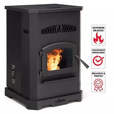 Forge & Flame 2500 sq. ft. Pellet Stove, 130 lb. Hopper Size, PP130-B-DS