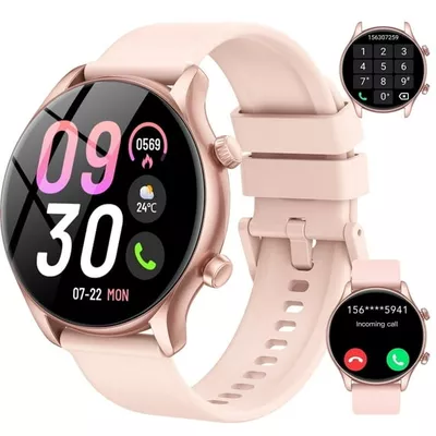 2025 New Women's Smart Watch, 1.39" HD Screen Fitness Tracker with Bluetooth Calling (Answer/Make/Message), IPX8 Waterproof, 100+ Sports Modes, Smartwatch Fits for Android and IPhone, for Gift Pink