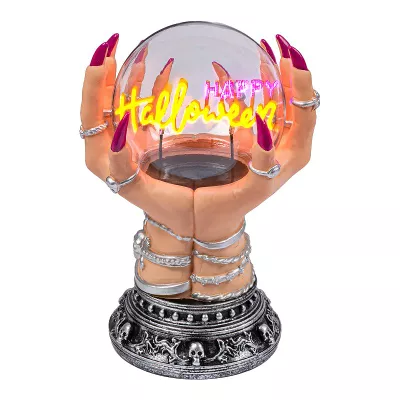 LED Neon Witch Hands Halloween Snow Globe Table Decor
