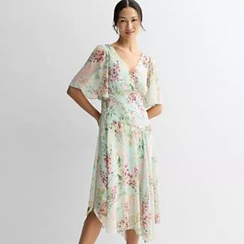 Women's Studio Connection Chiffon Hem Flutter Sleeve Dress