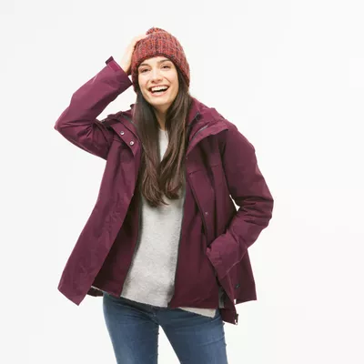 3-in-1-Jacke Damen wasserdicht Komfort bis 0 °C - Travel 100 rot