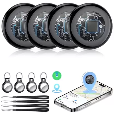 Bluetooth Tracker, Smart Air Tracker Tags-4 Pack, Key Finder and Item Locator Works with Apple Find My (iOS Only), with Protective Case/Key Ring/Lanyard, Tracker Tag for Keys/Luggage/Wallet, etc.