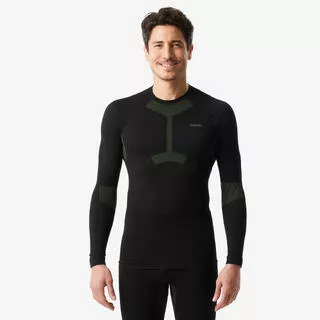 WEDZE Maglia termica sci uomo 500 isoft nera e kaki