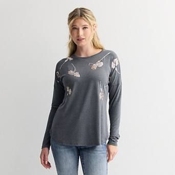 Women's Apt. 9® Long Sleeve Embellished Tee