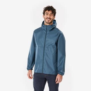 QUECHUA Giacca montagna uomo RAINCUT FULLZIP impermeabile azzurra