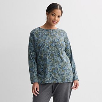Plus Size Croft & Barrow® Essential Crewneck Long Sleeve Tee