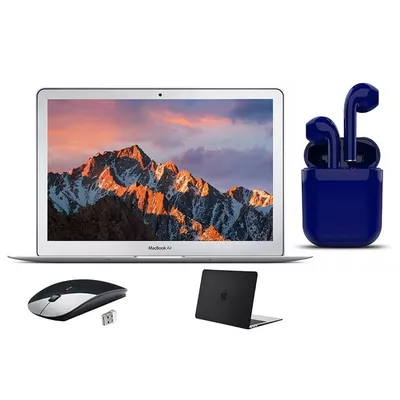 Restored | Apple MacBook Air | 11.6-inch | Intel Core i5 | 128GB SSD | 4GB RAM | Bundle: USA Essentials Bluetooth/Wireless Airbuds, Black Case, Wireless Mouse By Certified 2 Day Express