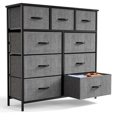edx Fabric Dresser for Bedroom 9 Drawer, Grey