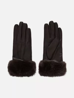 Guantes de ribete de pelo sintético Paula Echevarría