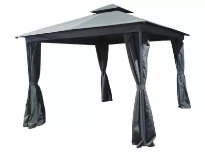 Vieste, Havepavillon m/sider, 300x300 cm, sort/antracit