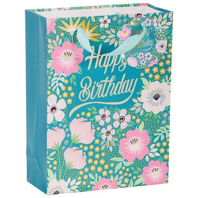 Gift Bag Teal Birthday Medium