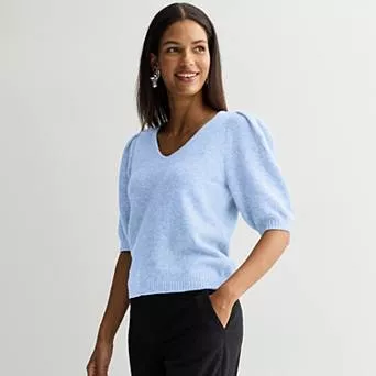 Women's Nine West V-Neck Puff Sleeve Top