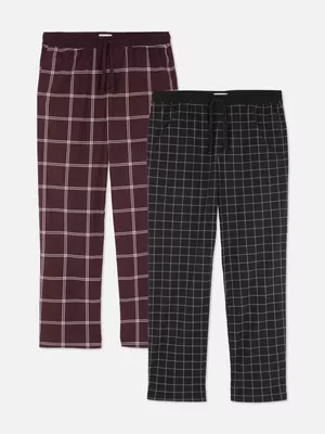 Pack de 2 leggings a cuadros con cordón de ajuste