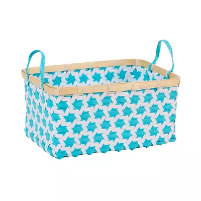 Star Rectangular Woven PP Basket Aqua