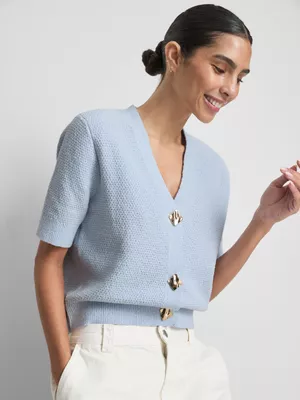 Cárdigan de manga corta de punto texturizado