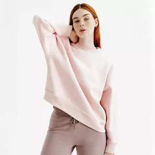 DECATHLON Felpa donna ELEMENTALS girocollo oversize pesante rosa