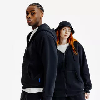 DECATHLON Felpa adulto ELEMENTALS con zip oversize pesante nera