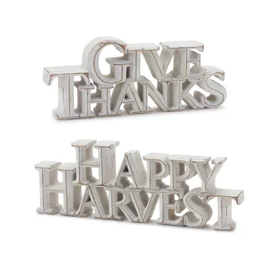 Melrose 2 pc Happy Harvest Sentiment Sign Table Decor