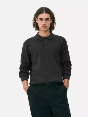 Cárdigan acanalado con cuello de polo