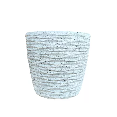 Plastic Multi Ribbed Pot White