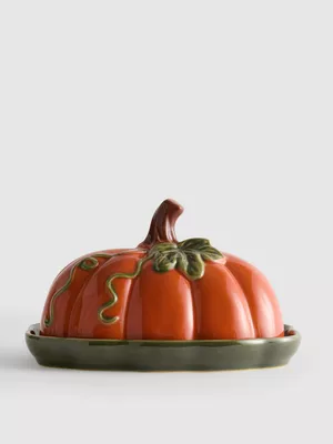 Mantequillera de cerámica en forma de calabaza