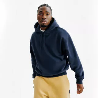DECATHLON Felpa uomo ELEMENTALS con cappuccio oversize pesante blu