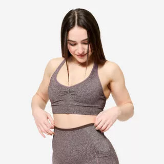 DECATHLON Reggiseno sportivo donna palestra traspirante sostegno leggero marrone