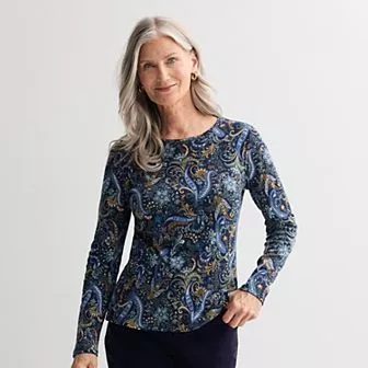 Women's Croft & Barrow® Essential Long-Sleeve Crewneck Tee