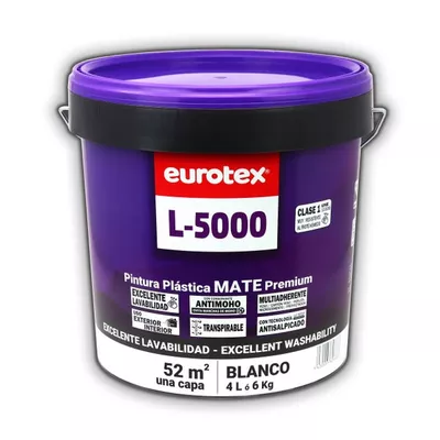 PINTURA PLASTICA BLANCA MATE 4L L5000