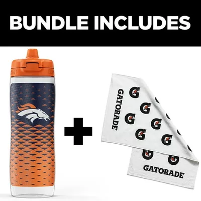 Gatorade Gx Denver Broncos NFL 30 fl oz Water Bottle & Sports Towel Bundle
